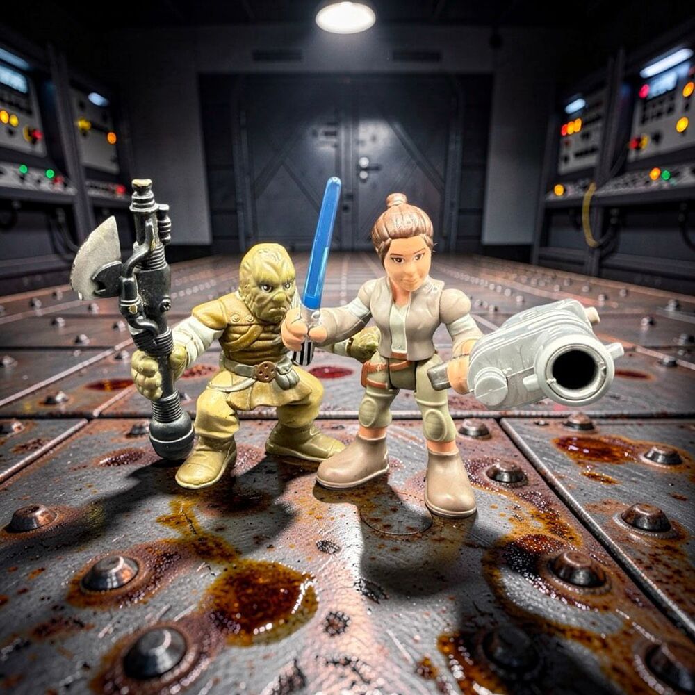 2004 Playskool Star Wars Galactic Heroes Bossak + Rey Figures 2.5” A75